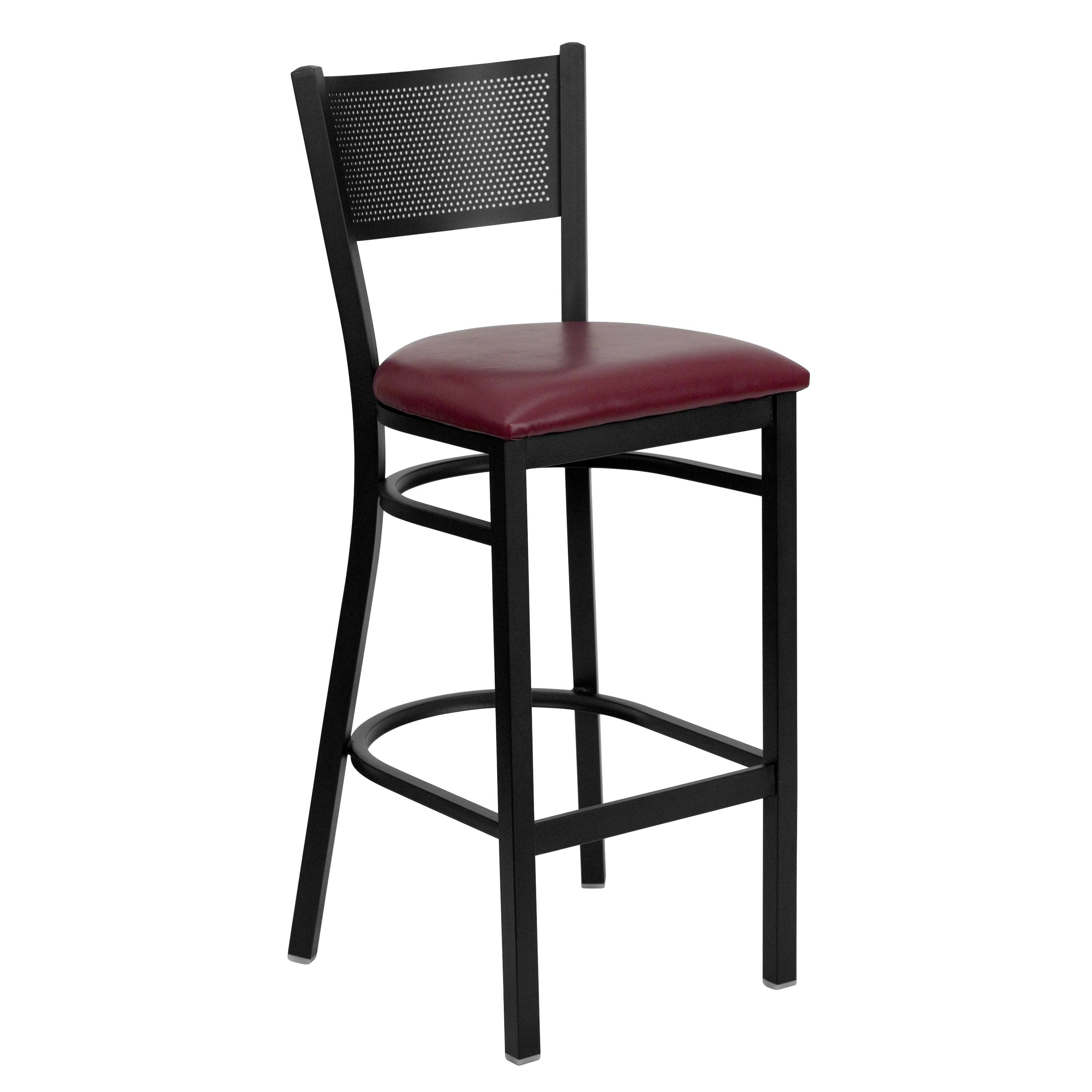 Burgundy Vinyl Seat/Black Metal Frame