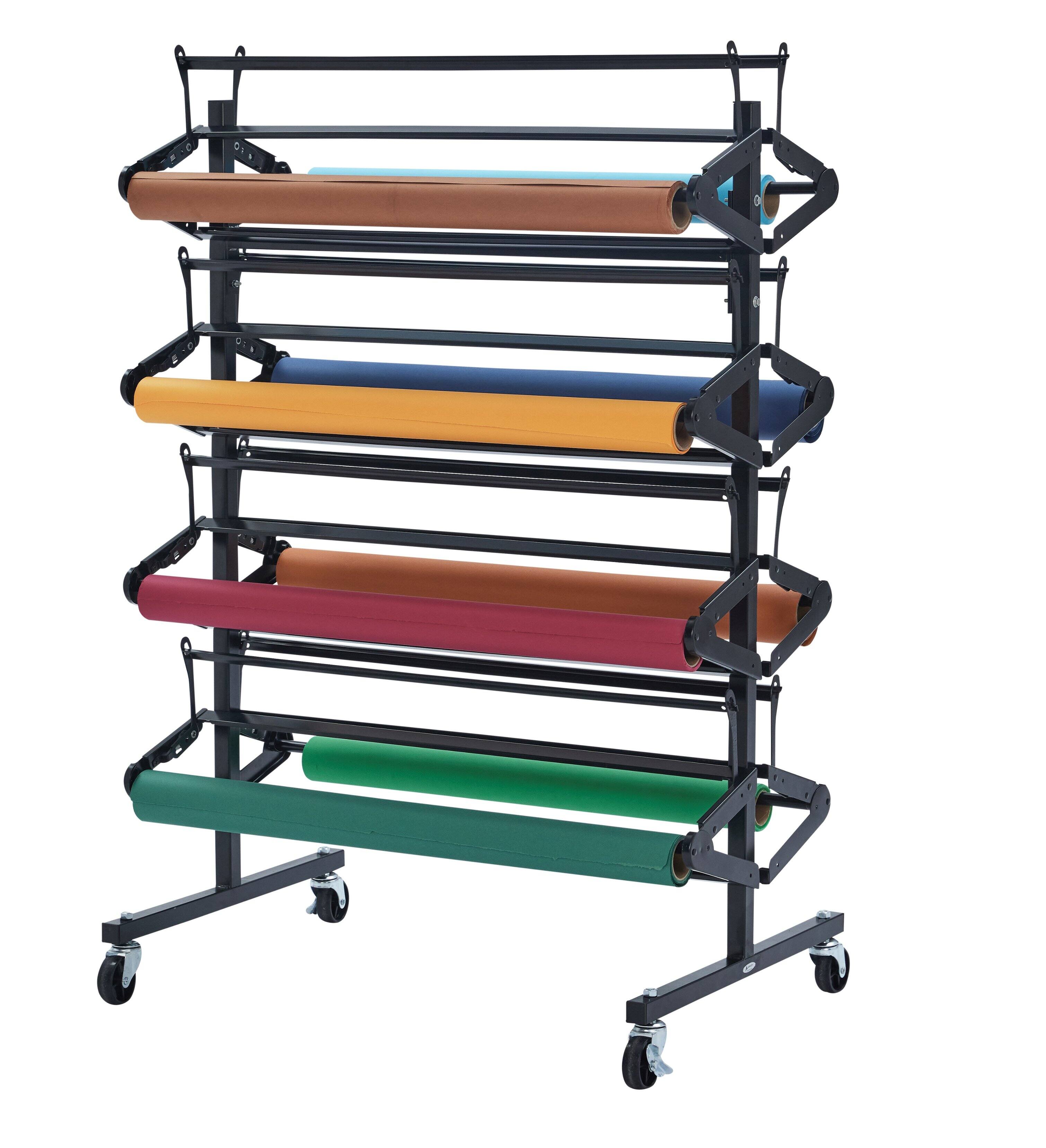 Alt View 7. AdirHome - Steel Horizontal Paper Roll Dispenser, Craft and Butcher Paper Storage Cutter Rack, 8 Paper Roll Capacity - Black.