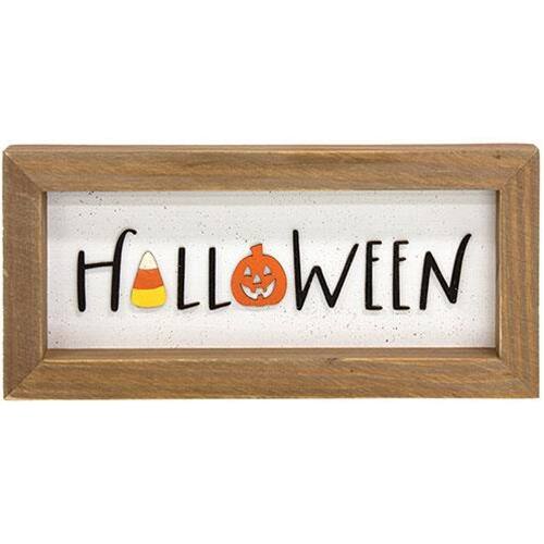 Front. BreeBe - *Halloween Candy Corn & Jack Framed Sign - Multicolor.
