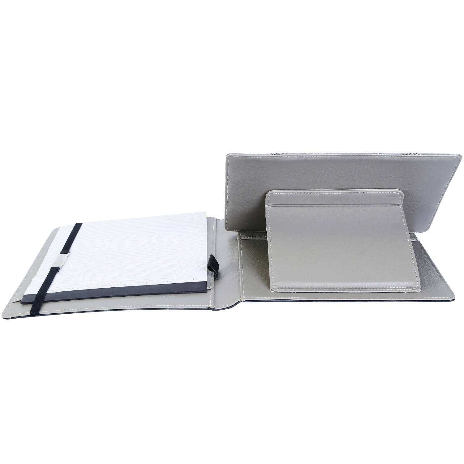 Front. DirectDeals - 9.7" Tablet Organizer Portfolio with A5 Notepad & Card Holder - Gray.