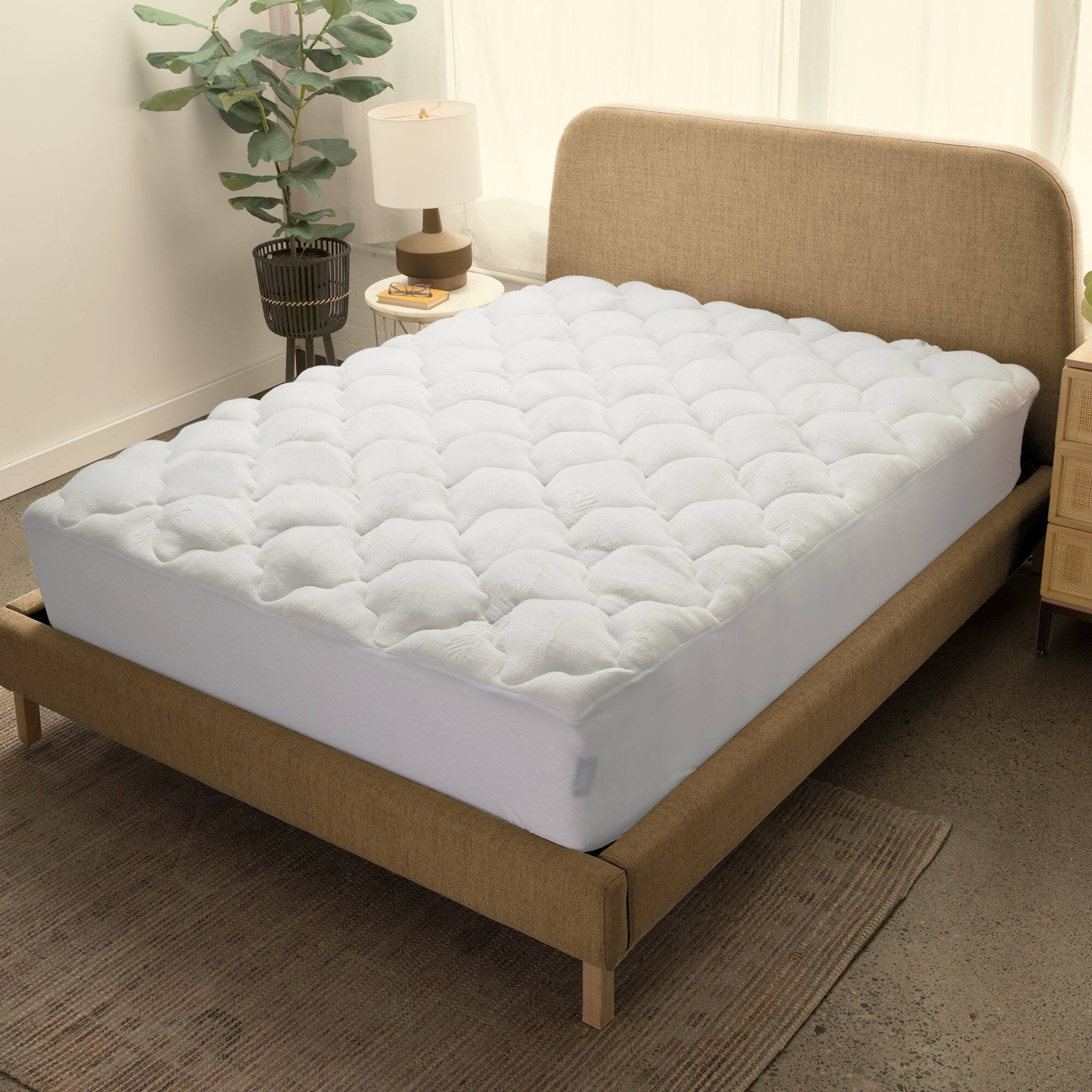 Alt View 4. Cheer Collection - Ultra Soft Bamboo Cooling Mattress Topper - Rayon from Bamboo Pillow Top Mattress Pad for Back Pain - Naturally Cooling - White.