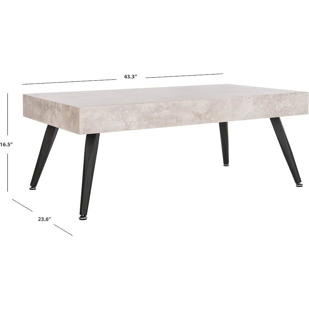 Safavieh - Home Collection Cedric Light Grey and Black Rectangular Midcentury Modern Coffee Table - Gray