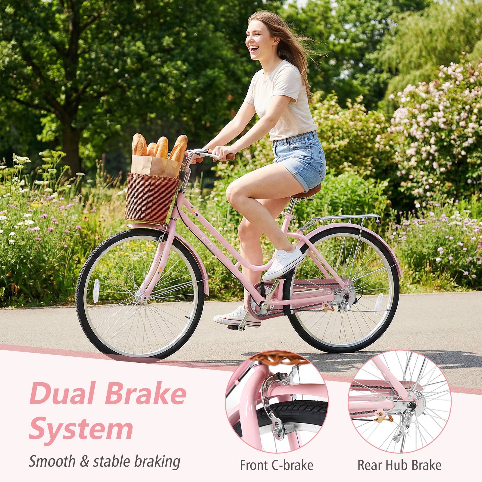 Dual Brake System  
Smooth & stable braking  
Front C-brake  
Rear Hub Brake
