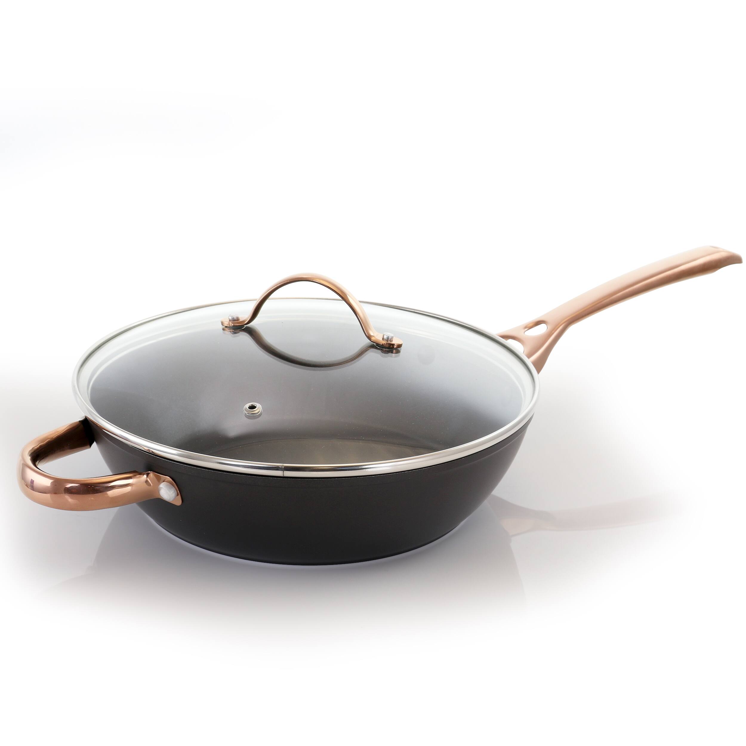 Oster - Allsberg 2 Piece 3.5 Quart Aluminum Saute Pan with Lid and Handles - Bronze