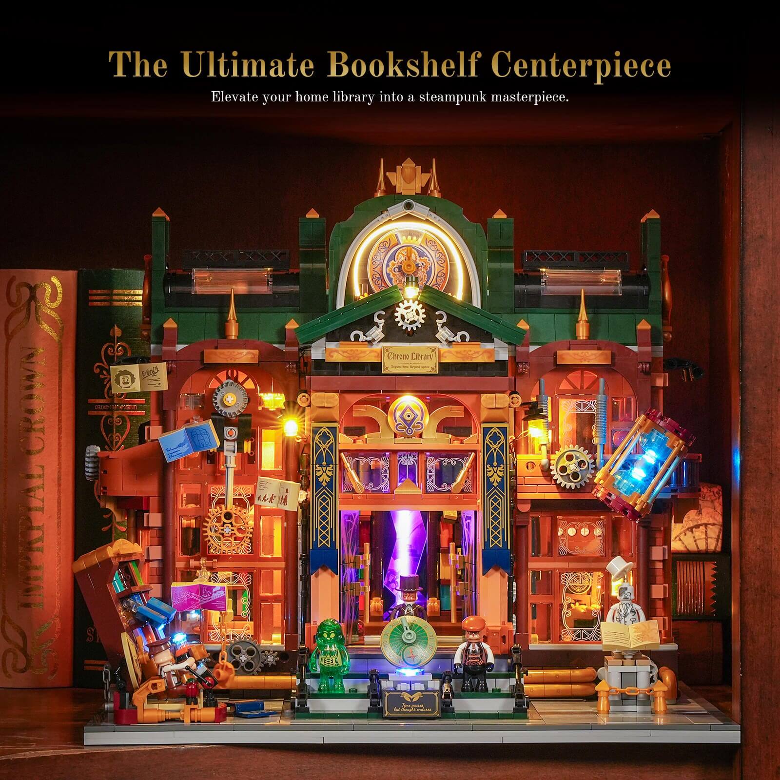 The Ultimate Bookshelf Centerpiece  
Elevate your home library into a steampunk masterpiece.