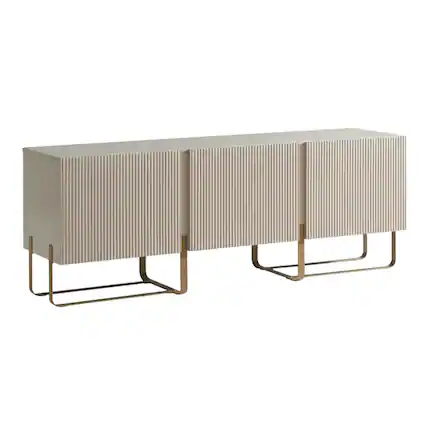 Front. Starlight Canyon Home - Beige Modern Wood TV Stand with 3 Cabinets for Living Room Storage - Black.