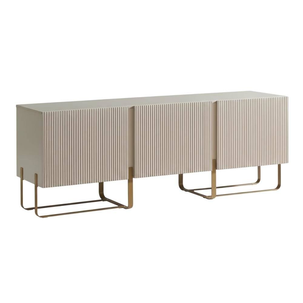 Starlight Canyon Home - Beige Modern Wood TV Stand with 3 Cabinets for Living Room Storage - Black