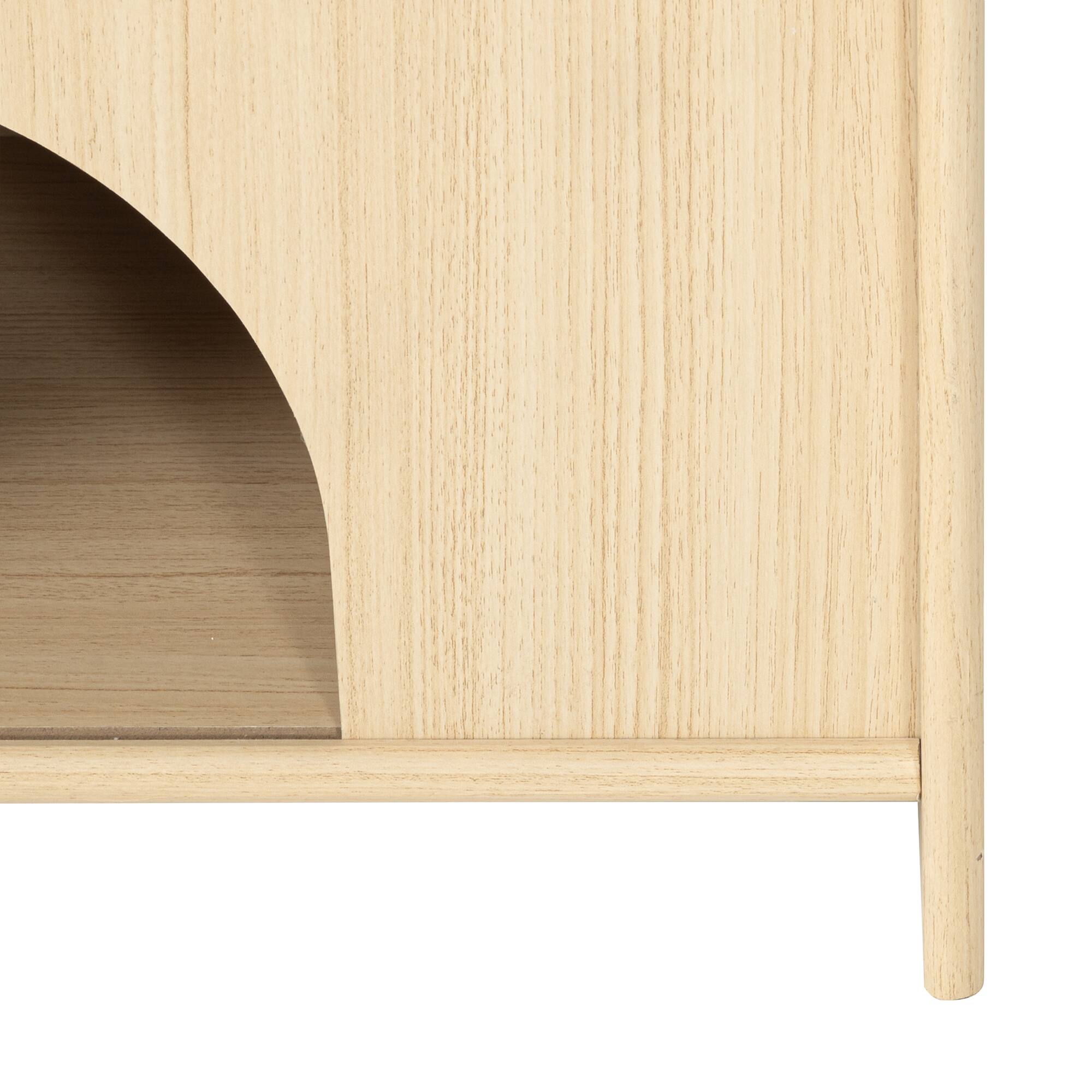 Alt View 6. Vaczon - 21.5" Solid Wood Nightstand with Drawer, Wood Veneer Bedside Table with Nickel Bail Pulls - Dark Cherry.