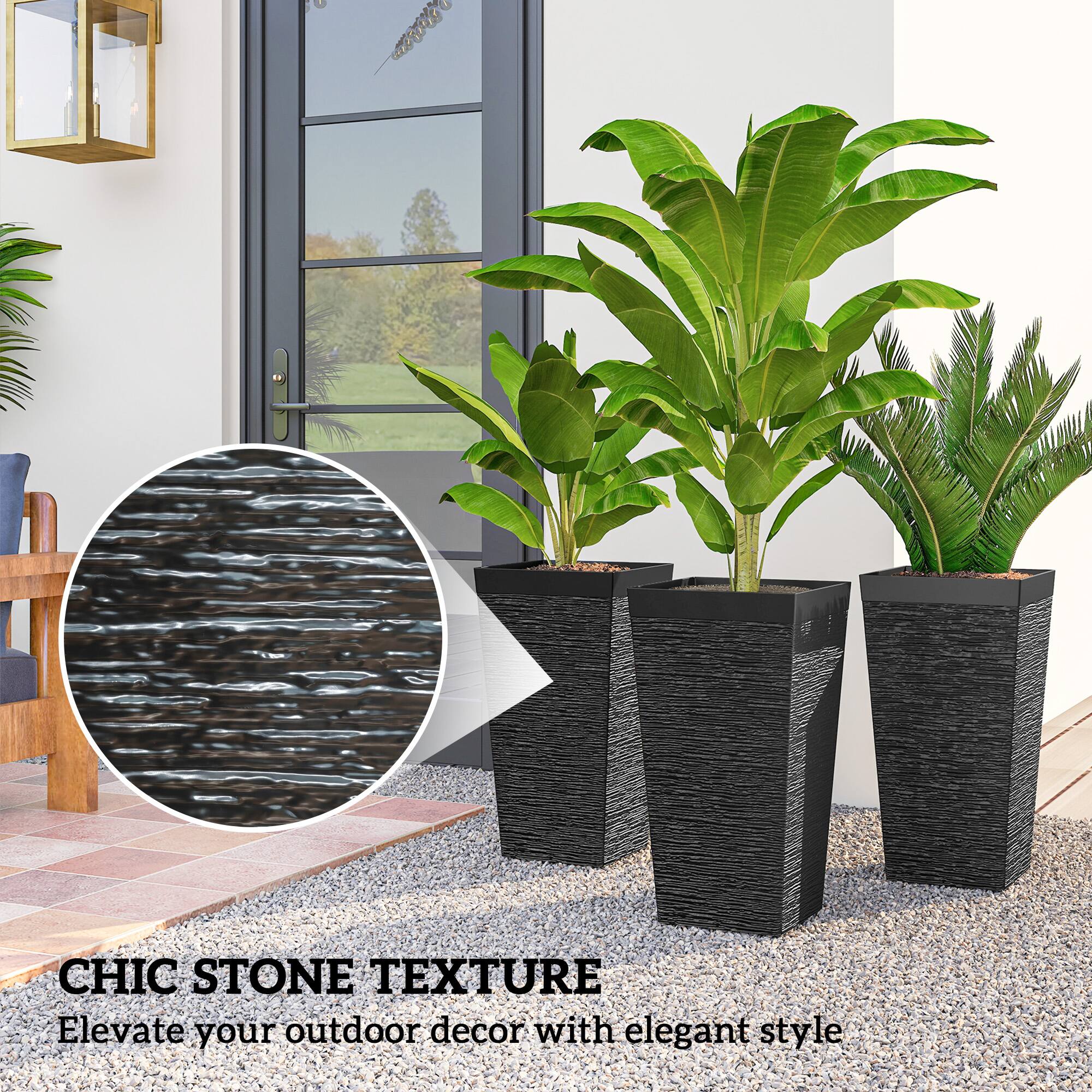 CHIC STONE TEXTURE  
Elevate your outdoor decor with elegant style