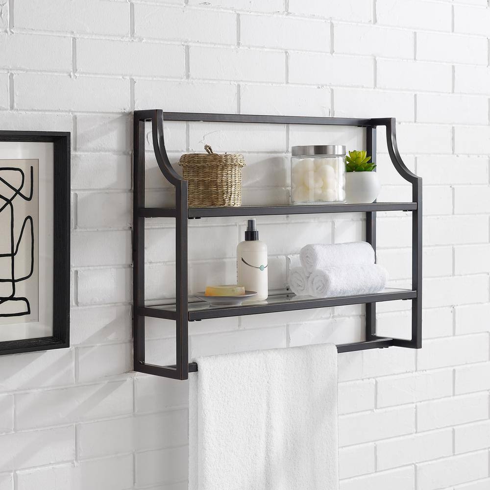 Alt View 2. Crosley Furniture - Aimee Bathroom Shelf - Oil Rubbed Bronze.