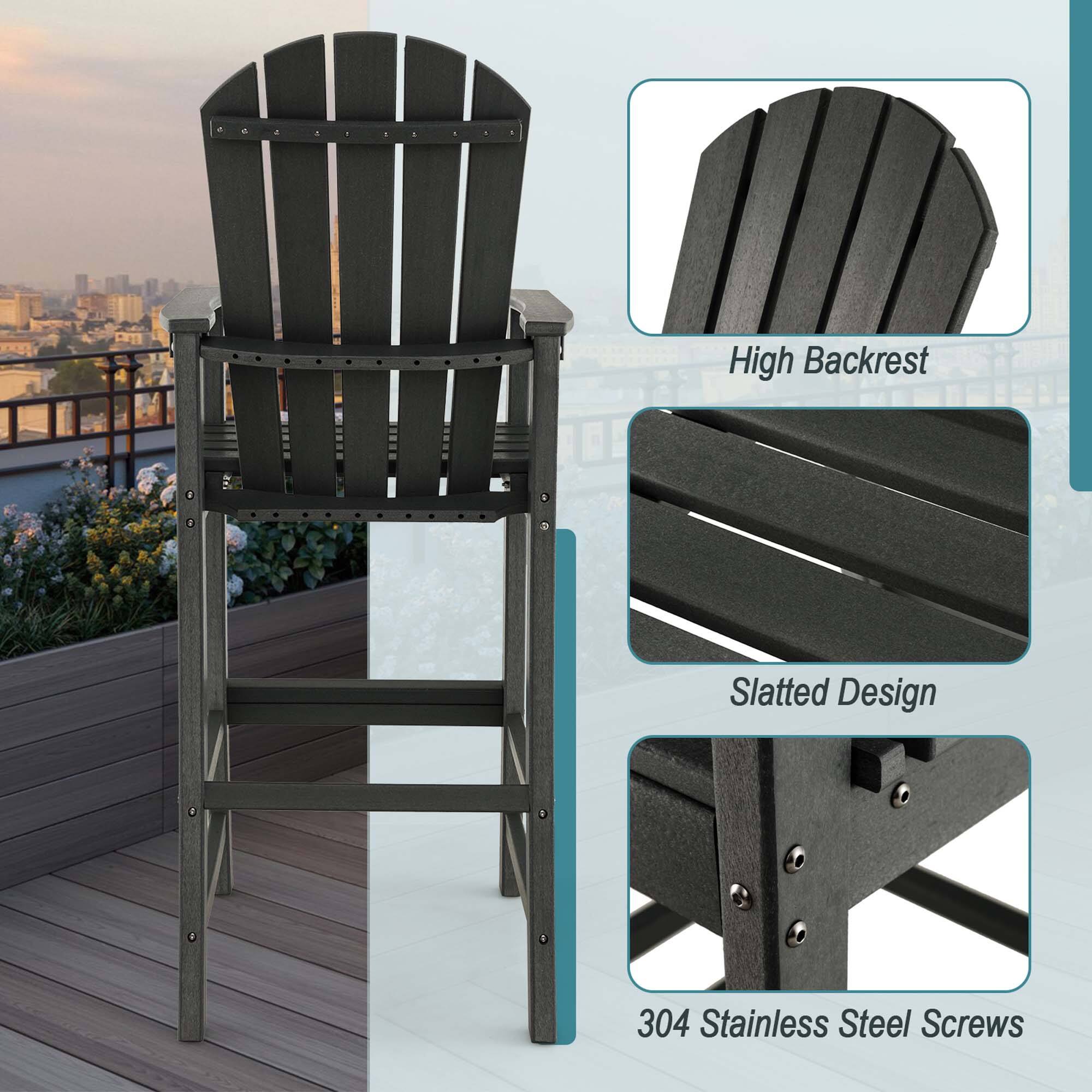 High Backrest, Slatted Design, 304 Stainless Steel Screws