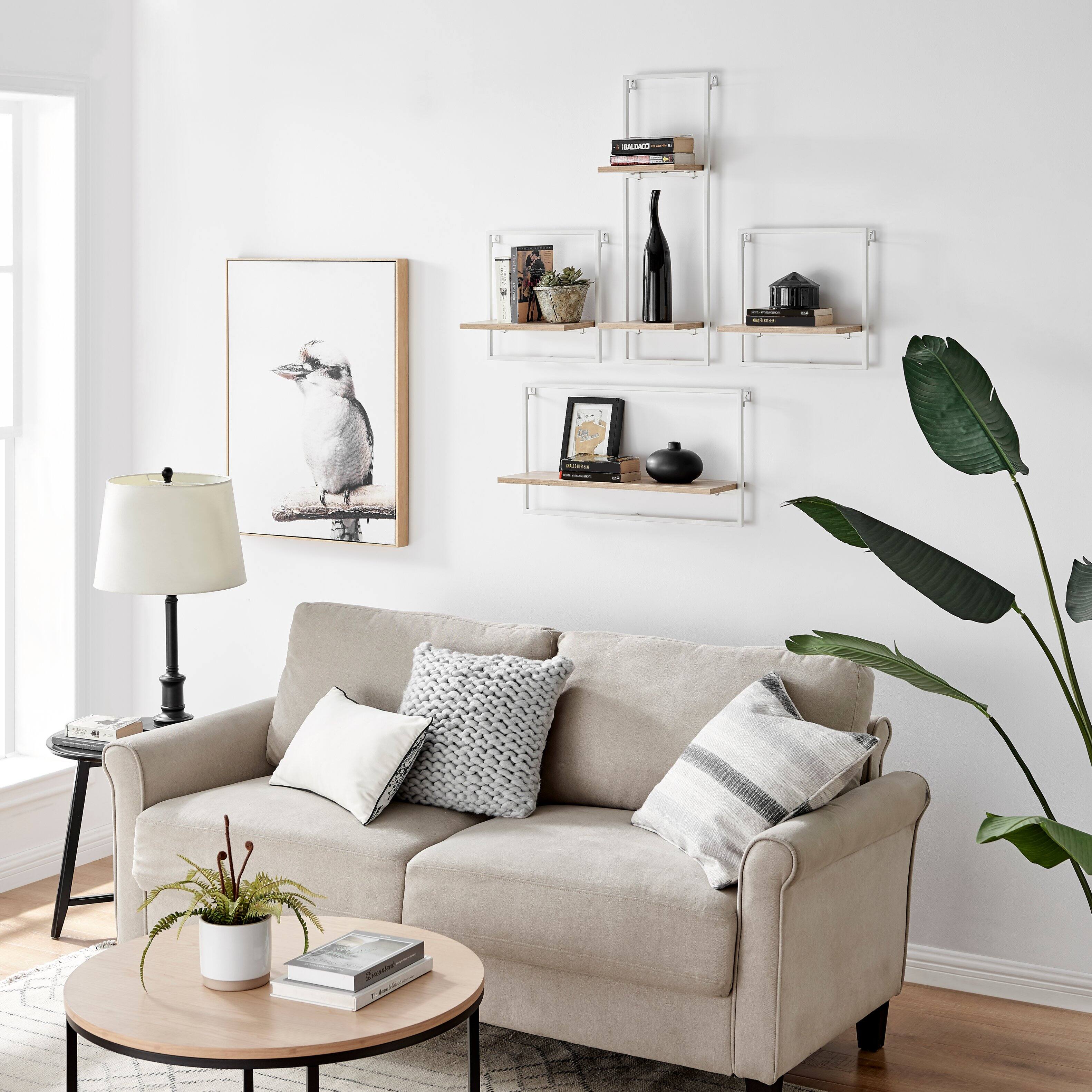 Alt View 2. Danya B - Framed 4-Piece Shelf Set - White Metal Frame and Maple MDF Shelves - White, Maple.