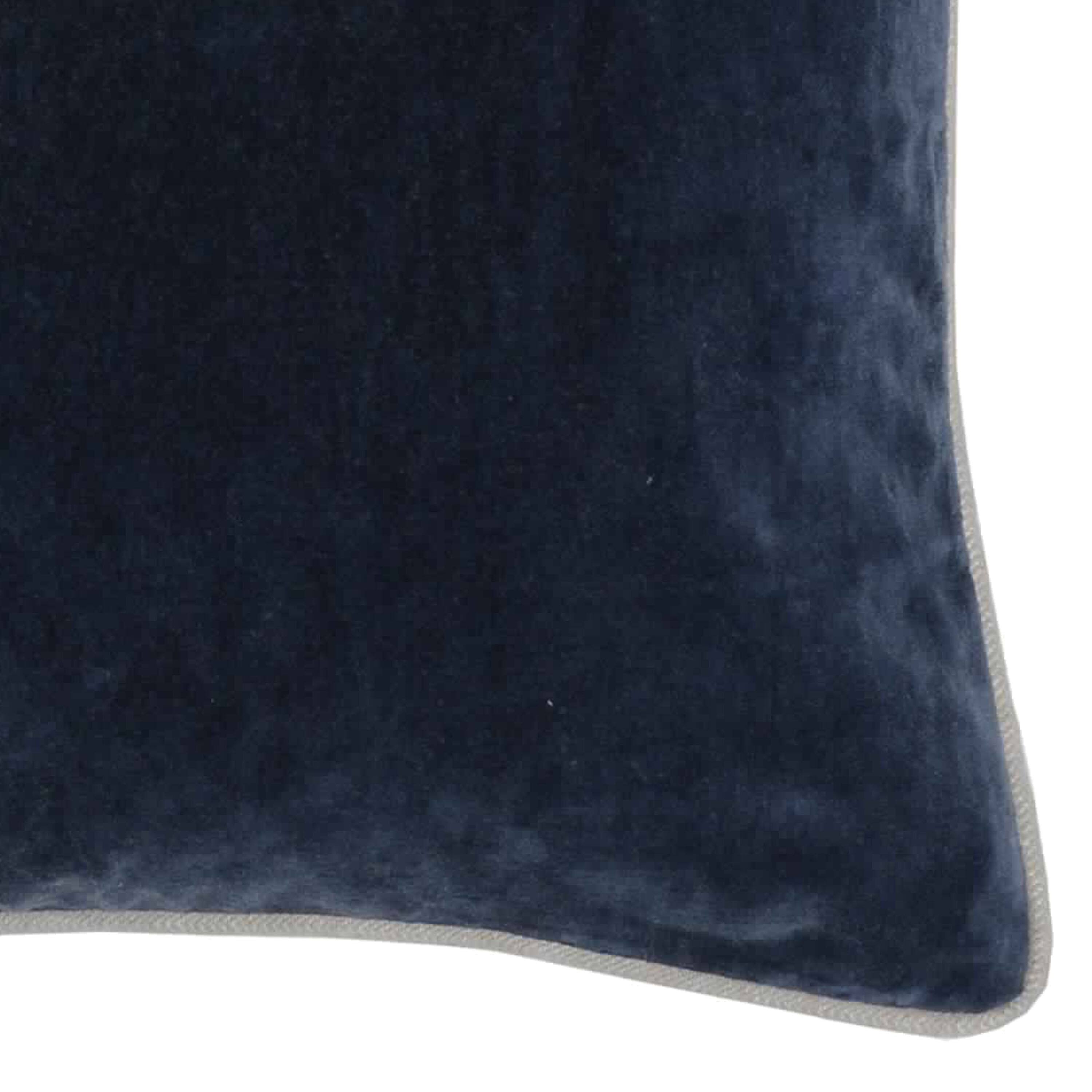 Back. Manhattan Lane - Rectangular Fabric Throw Pillow with Solid Color and Piped Edges - Blue.