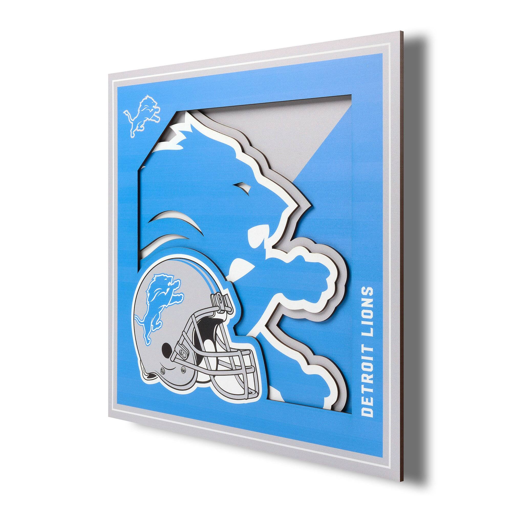 Detroit Lions 12'' x 12'' 3D Logo Wall Art