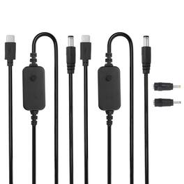 Unique Bargains - 2pcs USB-C to DC PD Adapter w/ 2 Tips, 5V-20V PD Cable for Routers, Laptop, Speaker - Black