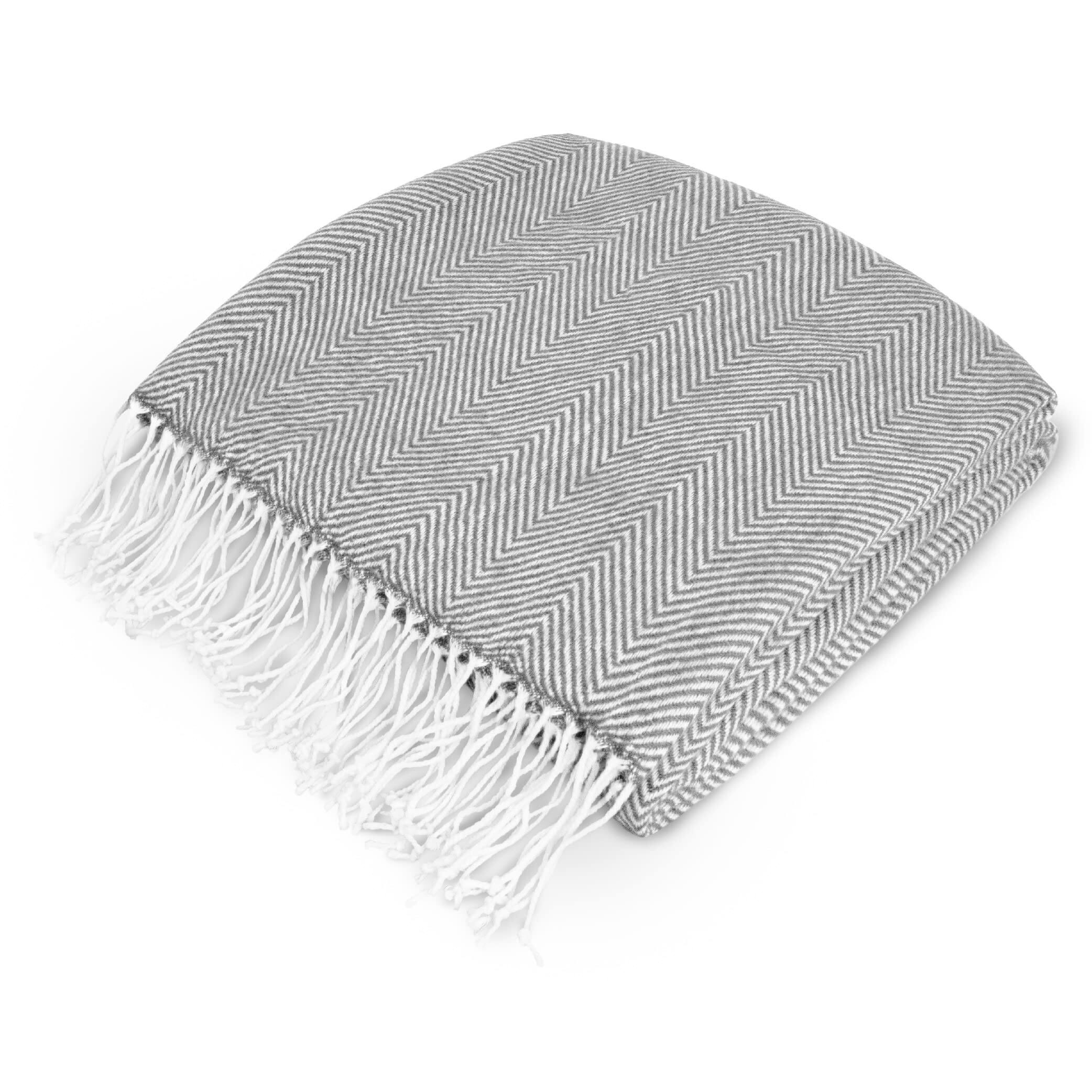Herringbone - Light Gray-50 x 60 Inches - Throw