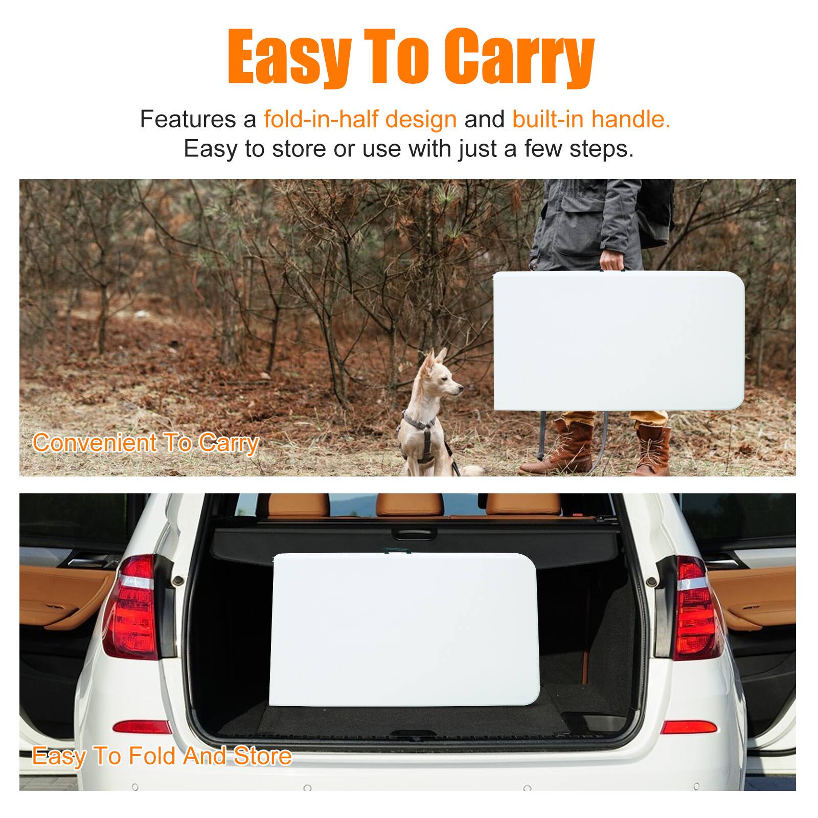 Easy To Carry

Features a fold-in-half design and built-in handle. Easy to store or use with just a few steps.

Convenient To Carry

Easy To Fold And Store