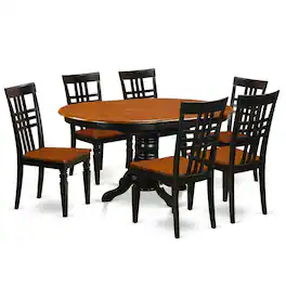 East West Furniture - 7 Pc Dinette set with a Kenley Table and 6 Dining Chairs in Black and Cherry - Black & Cherry