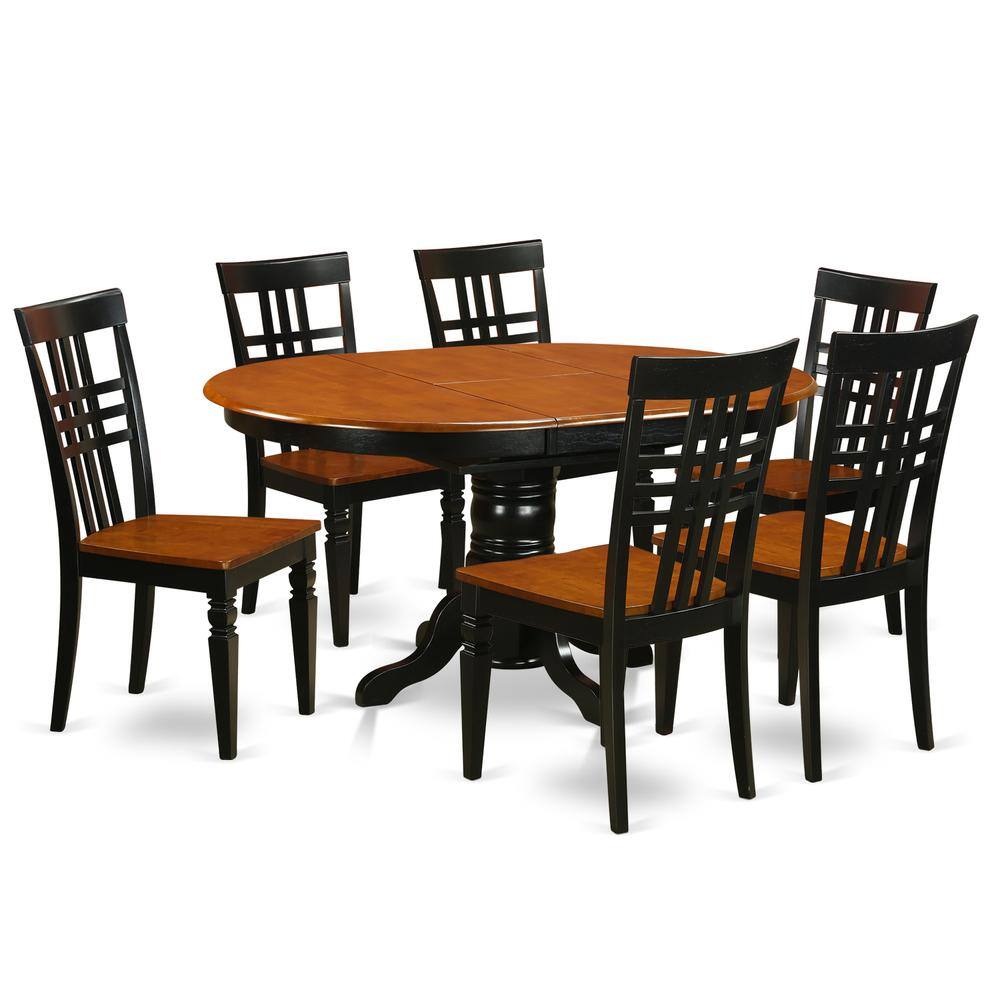 Front. East West Furniture - 7 Pc Dinette set with a Kenley Table and 6 Dining Chairs in Black and Cherry - Black & Cherry.
