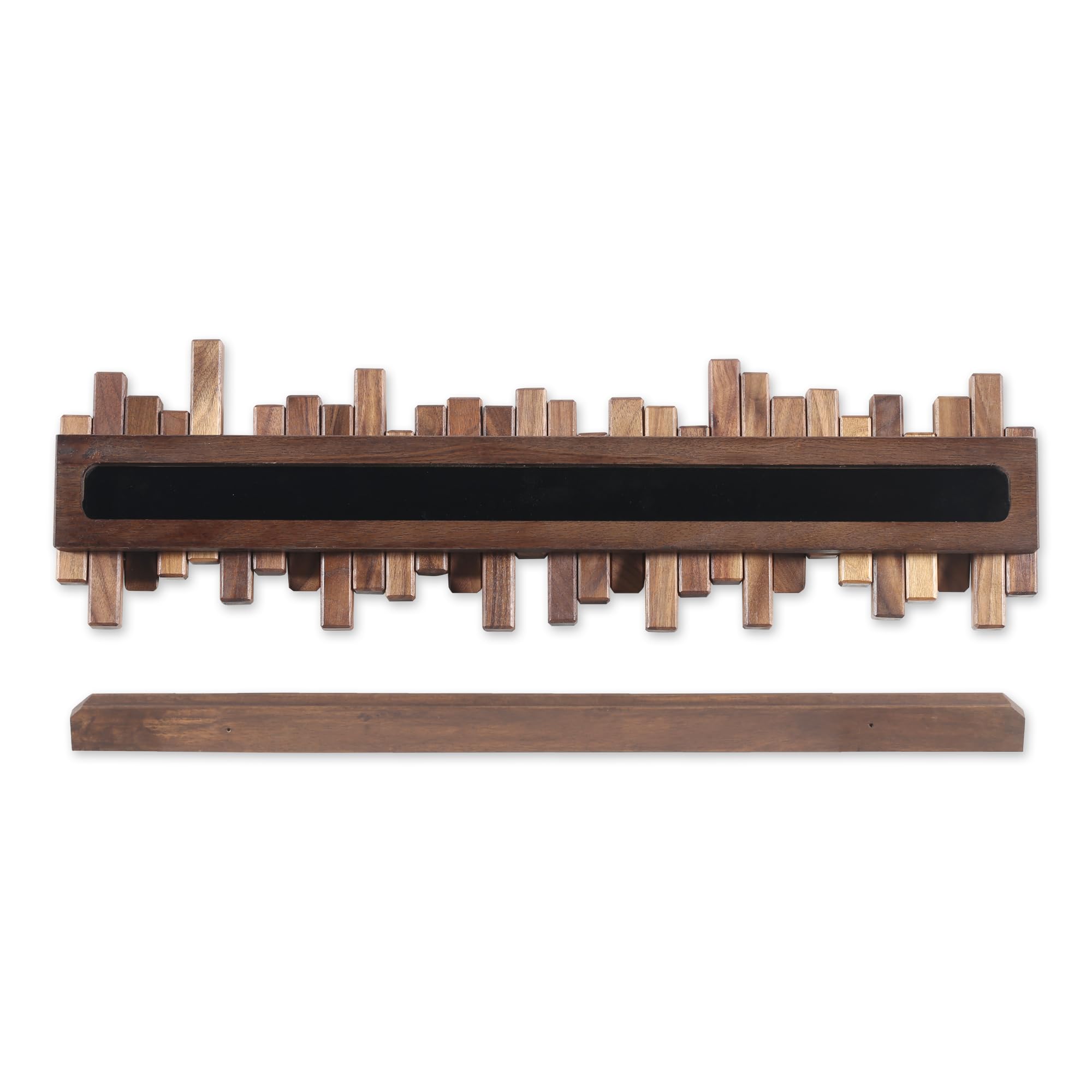 Alt View 1. HM 1810 - Wooden Coat Rack Wall Mounted Sticks Multi Solid Handmade Walnut Wood Artwork With 5 Flip-down Modern Hooks... - Walnut 5-hooks.