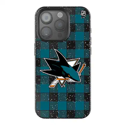 Front. Keyscaper - San Jose Sharks Plaid Bling iPhone Case - 14 - Black.