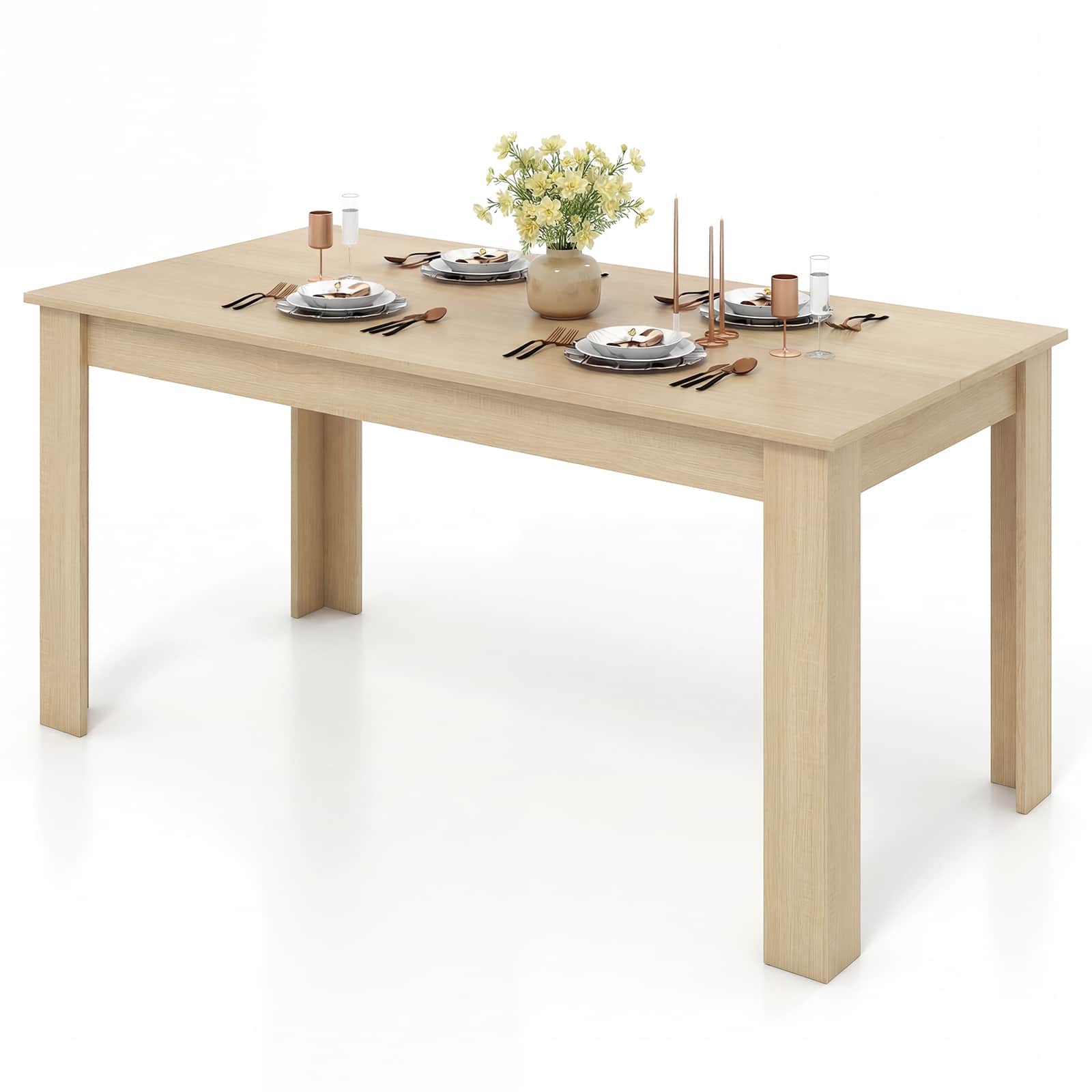 Gymax - 63'' Dining Table Rectangular Modern Kitchen Table For 6 People Home Furniture - Oak