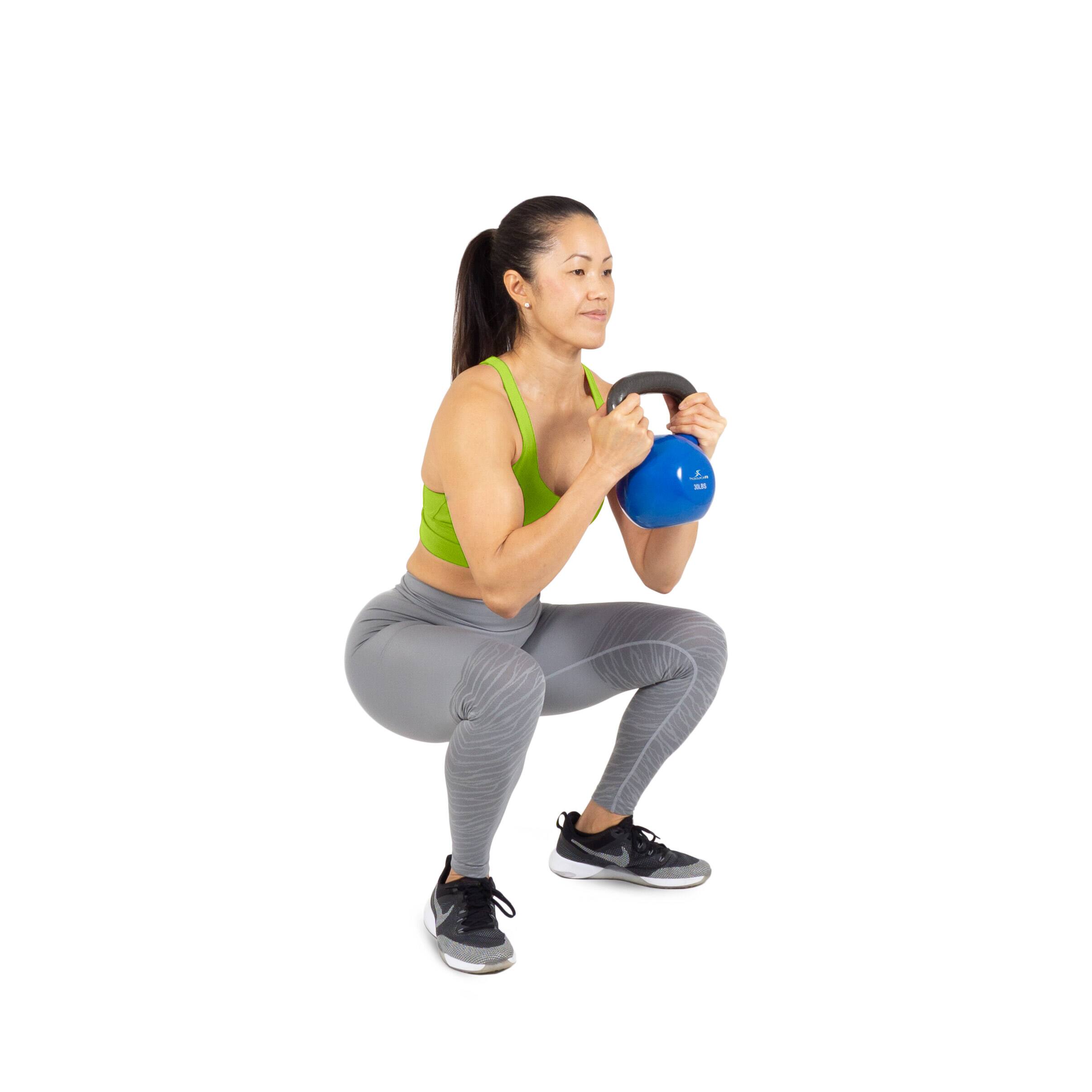 Left. ProsourceFit - ProsourceFit Vinyl Coated Iron Kettlebell, 30 lbs - Blue.