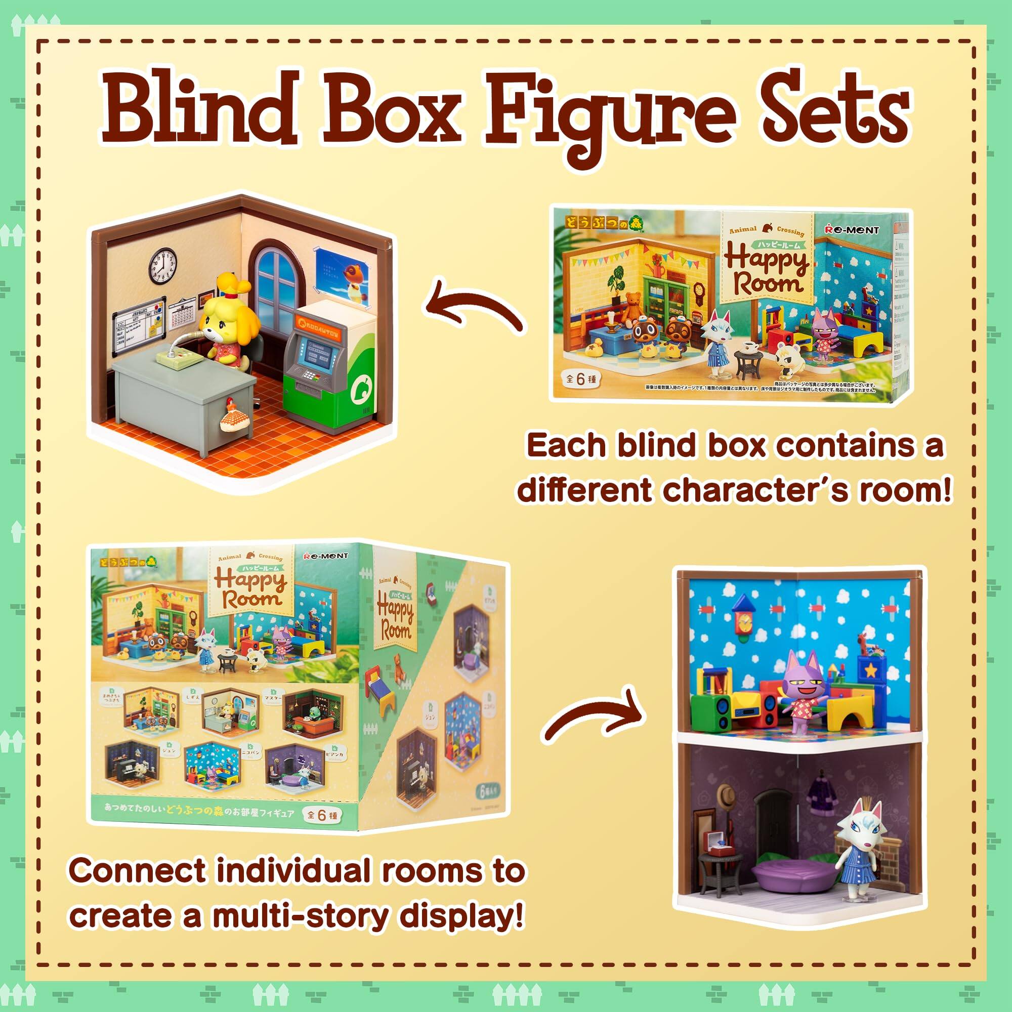 Blind Box Figure Sets

Each blind box contains a different character's room!

Connect individual rooms to create a multi-story display!