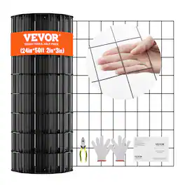 VEVOR - Hardware Cloth, 24'' x 50' Galvanized Wire Mesh Roll, 16 Gauge Chicken Wire Fence Roll, Vinyl Coating Metal Wire Mesh - Black