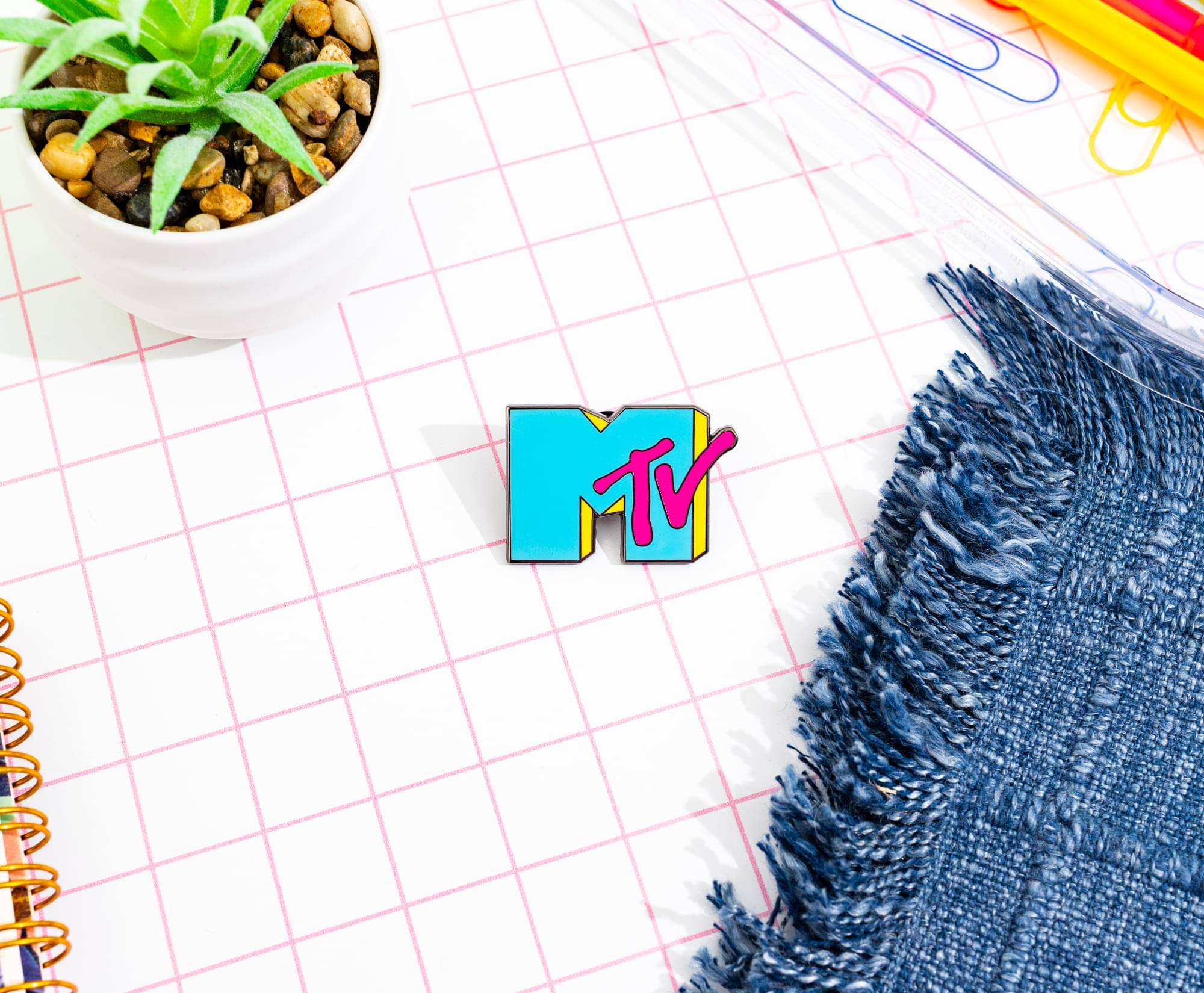 Alt View 2. SalesOne LLC - MTV Retro Blue Logo Enamel Pin - Blue.