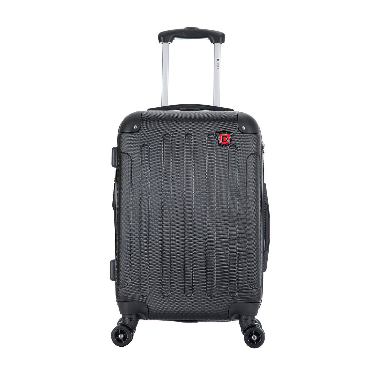 Angle. DUKAP - Intely Hardside Spinner Luggage 20" carry-on with integrated USB port - BLACK.