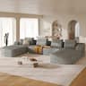 Pinmoco - Modular Sectional Sofa, Sleeper Sofa Bed with 3 Pillows, Boneless Couch with Side Pockets - U-Shape Gray