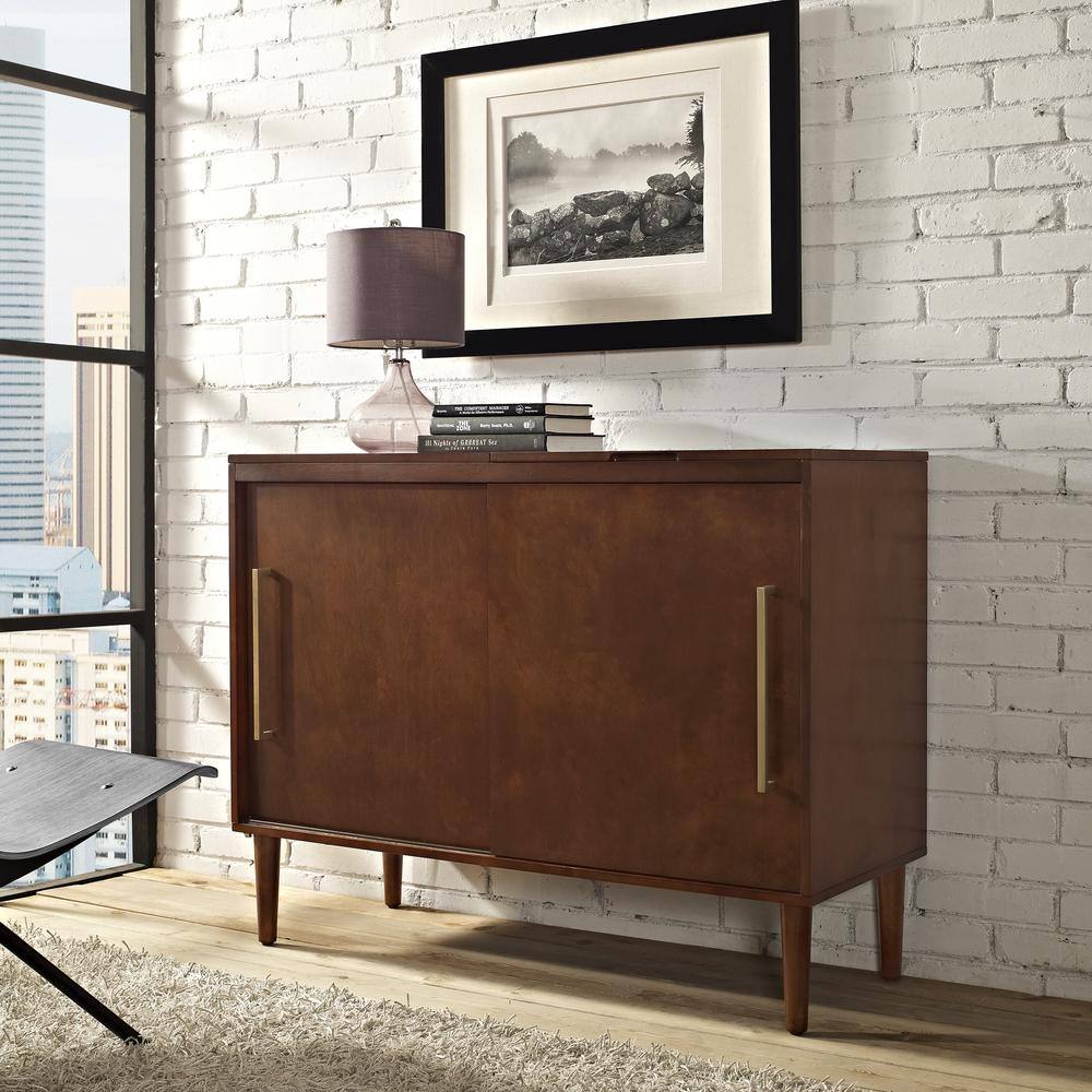 Alt View 8. Crosley Furniture - Everett Large Record Player Cabinet With Vinyl Storage - Mahogany.