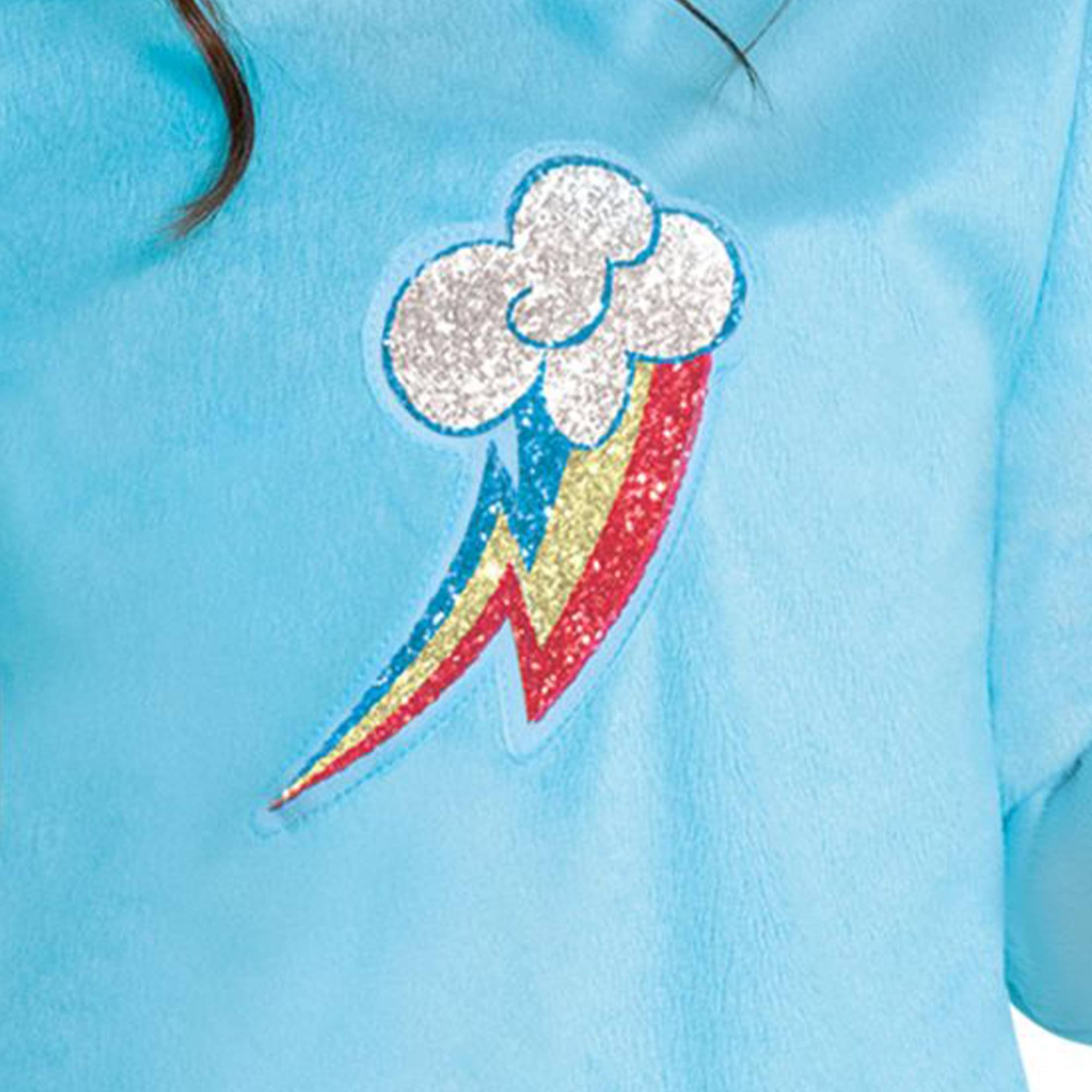 Alt View 2. Disguise - My Little Pony Rainbow Dash Girls Hooded Costume Jumpsuit | M (7-8) - Blue.