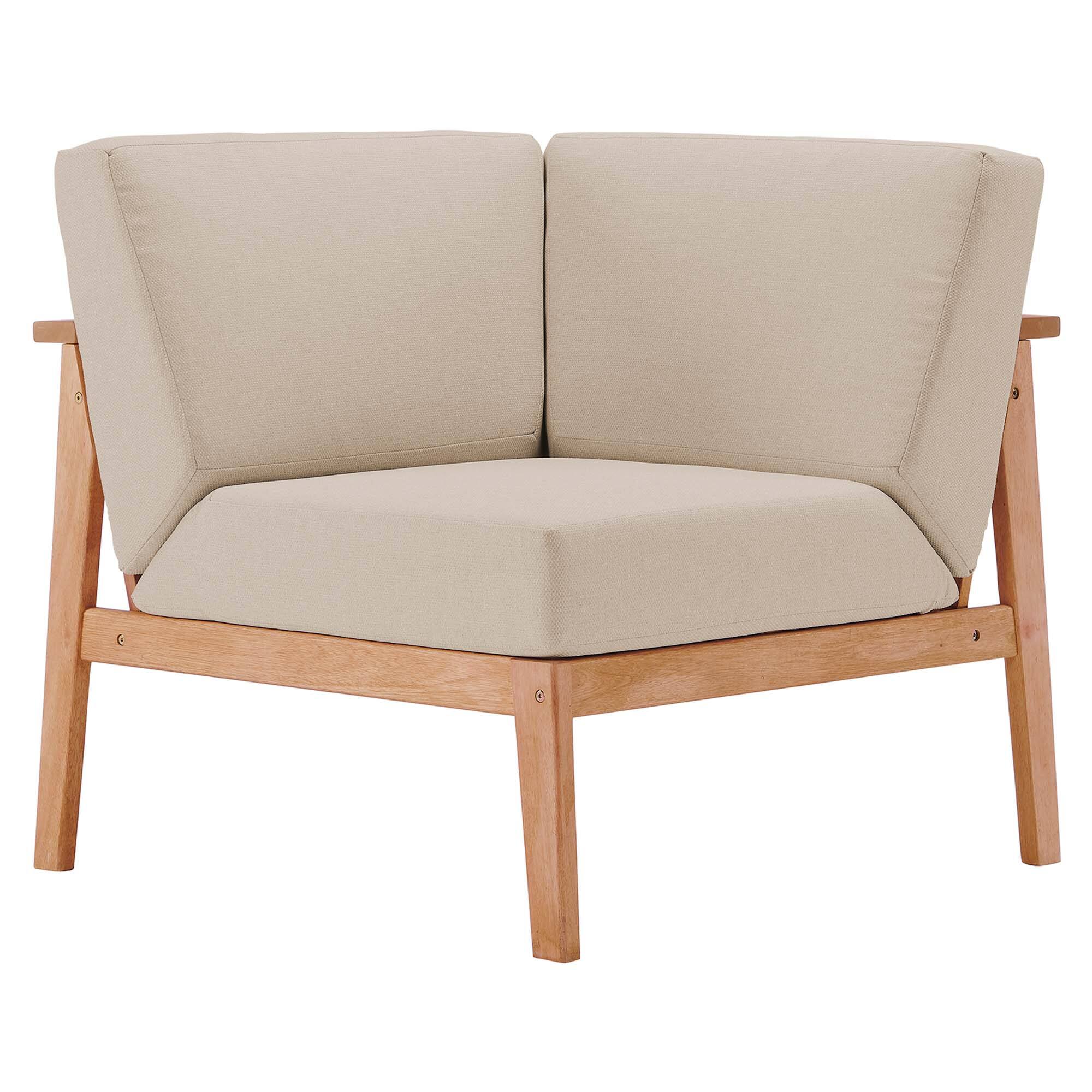 Angle. Modway - Sedona Outdoor Patio Eucalyptus Wood Sectional Sofa Corner Chair by Modway - Natural Taupe.