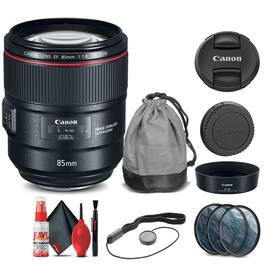 Canon - EF 85mm f/1.4L IS USM Lens (2271C002) + Filter Kit + Cap Keeper Base Bundle - Black