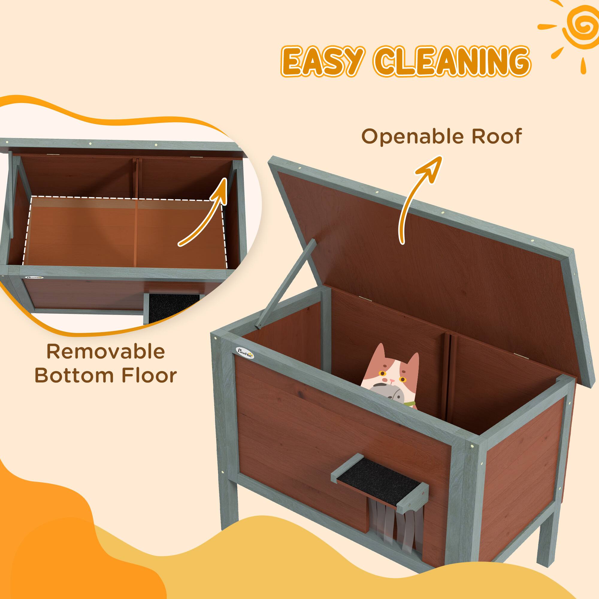 EASY CLEANING  
Openable Roof  
Removable Bottom Floor