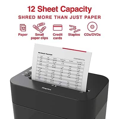 Staples 12 Sheet Micro Cut Multi Media Shredder Black ST62152