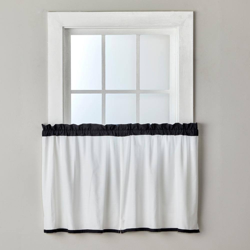 Front. SKL Home - SKL Home By Saturday Knight Ltd Marrisa Curtain Tier Pair - 2-Pack - 56" x 24" Black - Black.