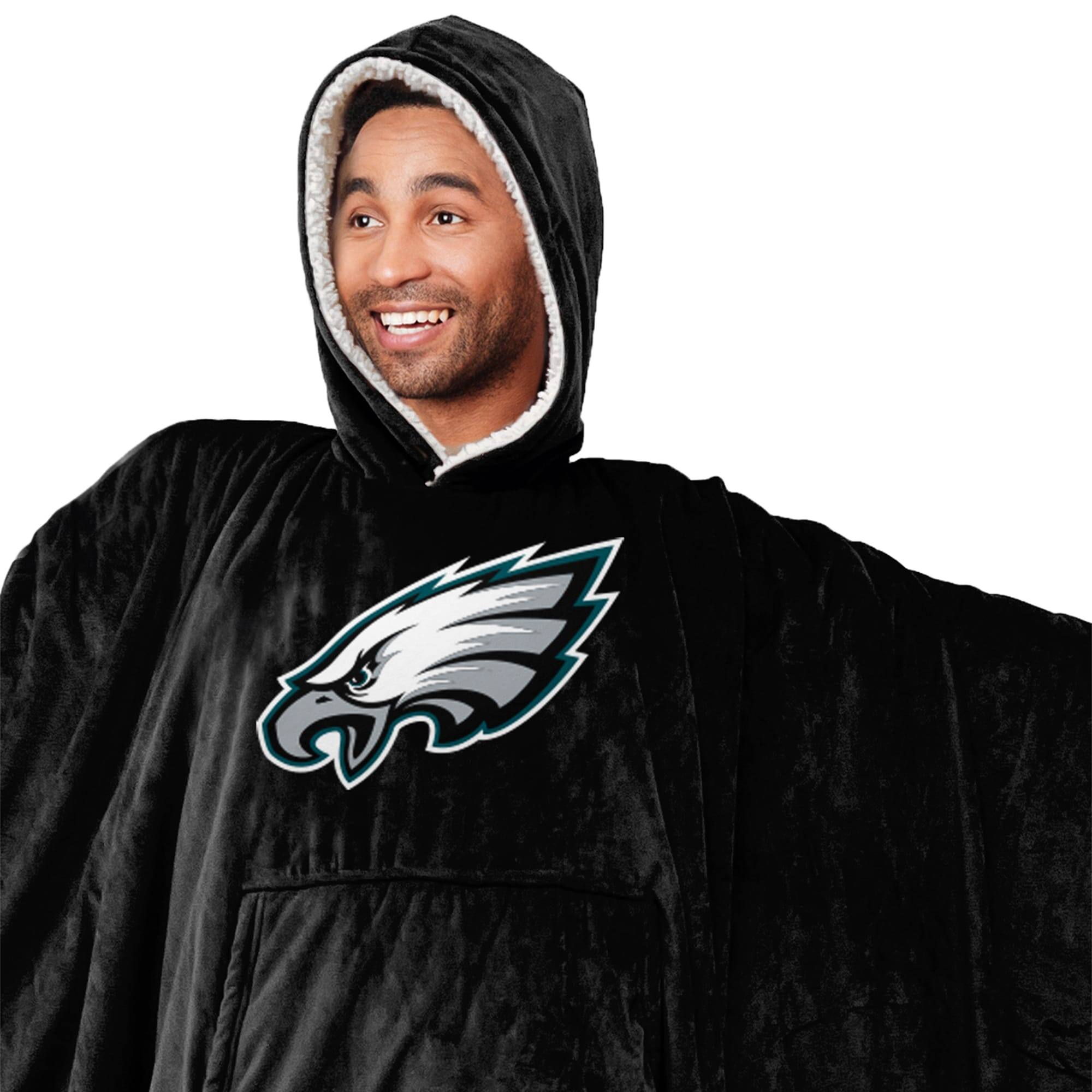 Alt View 1. Pegasus - Philadelphia Eagles 60" x 80" Logo Patch Team Color Bloncho with Sherpa - Multicolor.