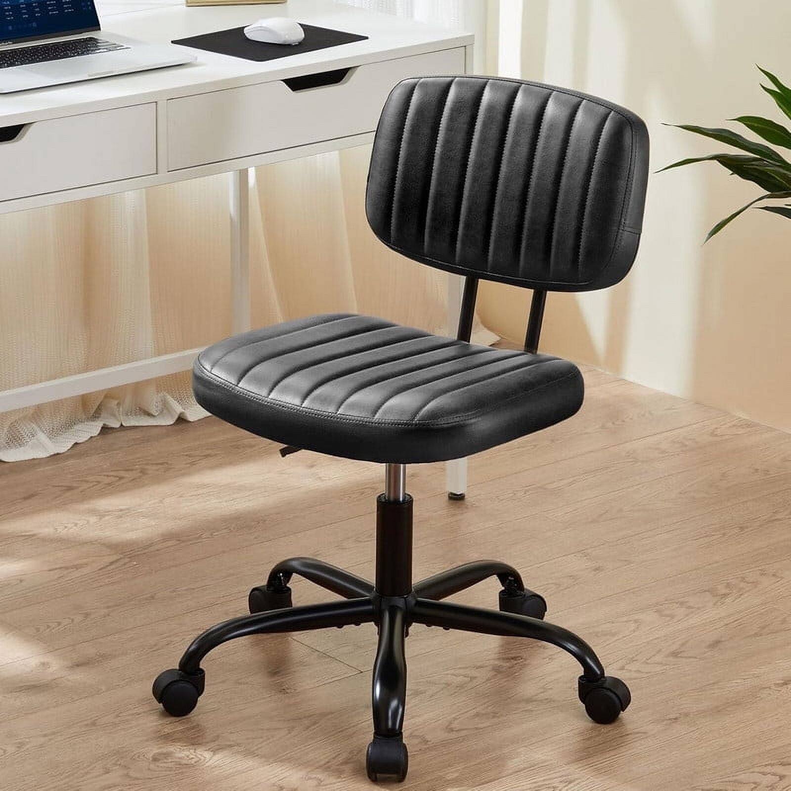 Alt View 5. AOITUN - Office Chair, Computer Chair with Lumbar Support, Comfy Armlees PU Leather Task Chair,Black - Black.