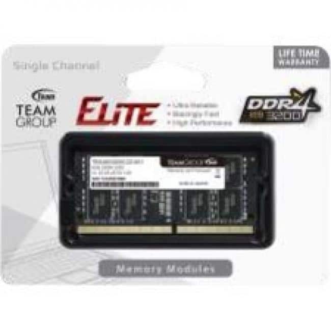 Team Group - Team ELITE 8GB DDR4 SDRAM Memory Module - For Notebook - 8 GB - DDR4-3200/PC4-25600 DDR4 SDRAM - 3200 MHz - CL22 - 1.20 - Unknown
