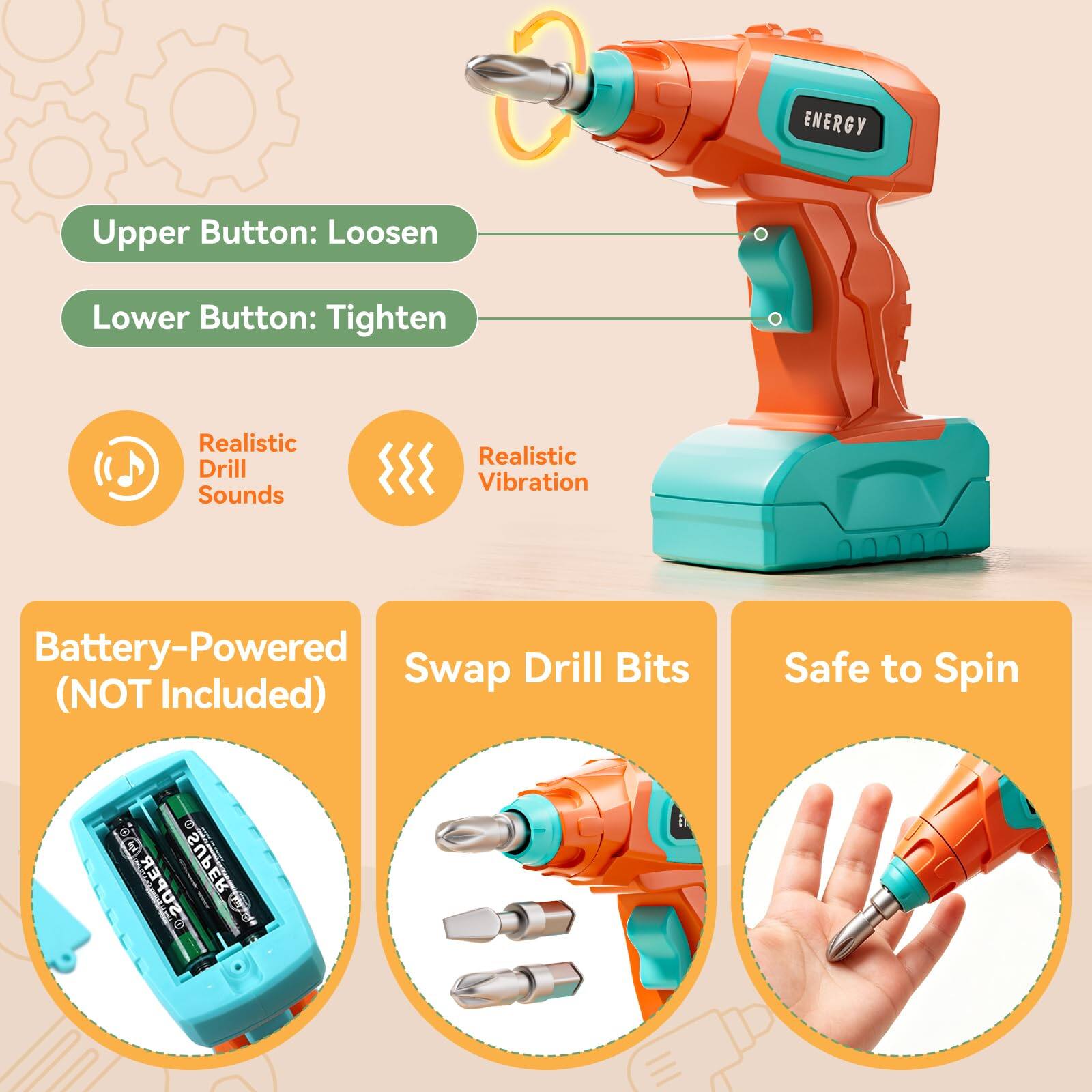 CUTE STONE 158PCS Kids Tool Set with Toy Drill - Best Buy