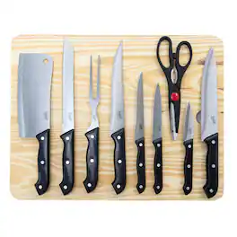 Gibson - Home Wildcraft 10 Piece Cutlery Set with Wooden Cutting Board - Black