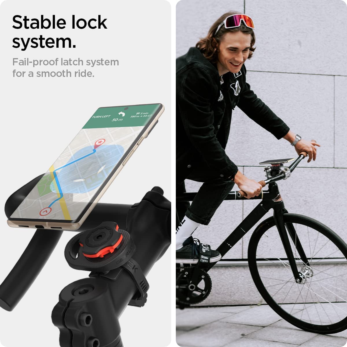 Stable lock system.  
Fail-proof latch system for a smooth ride.