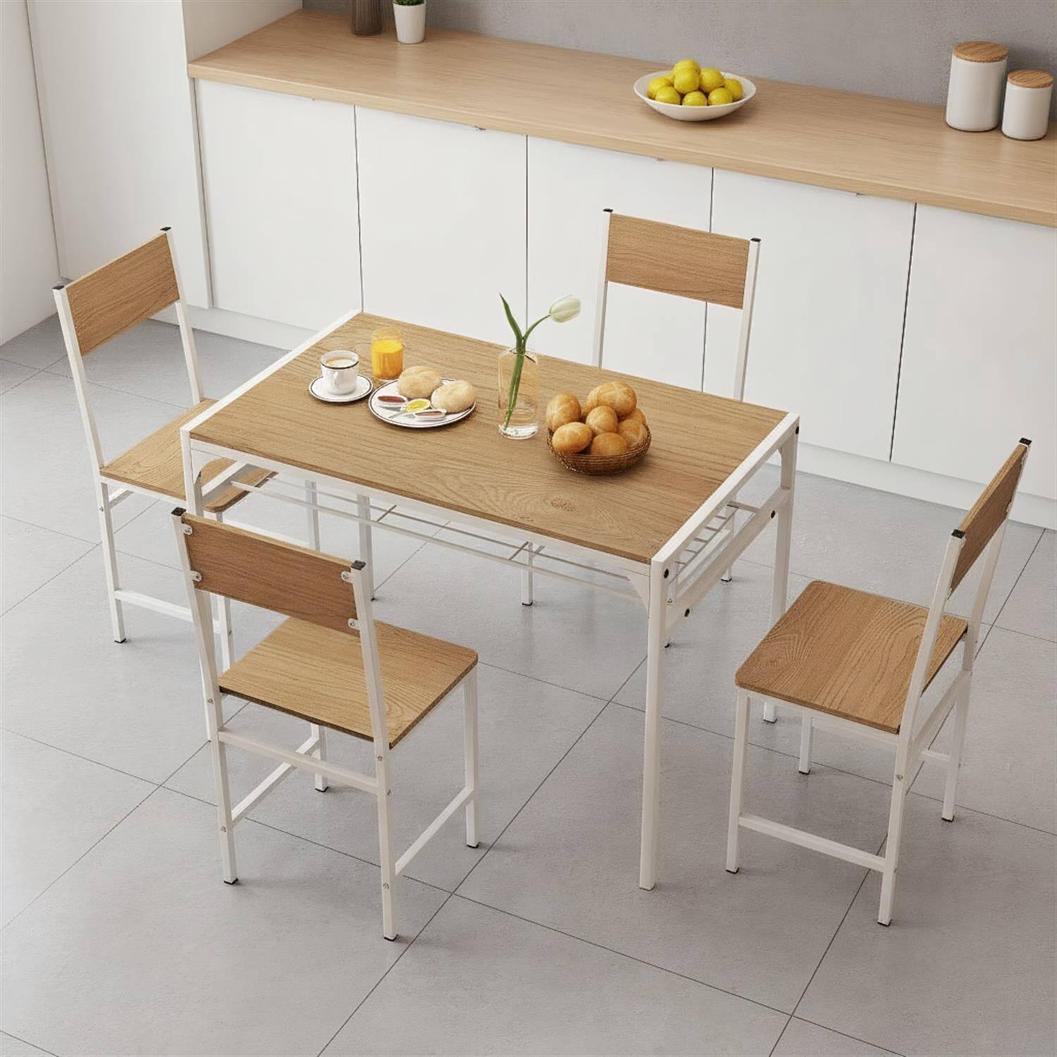 Front. Pefilos - Dining Chairs Set of with Metal Legs and Slanted Back Rustic Kitchen Chairs for Room Living - Brown.