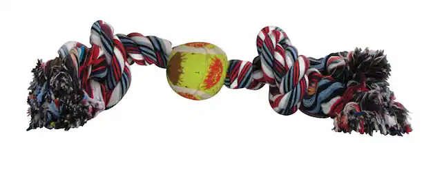 Front. BOSS PET - Boss Pet Digger's Multicolored Cotton Rope with Tennis Ball Rope with Tennis Ball Dog Toy Large 1 pk - Multicolored.