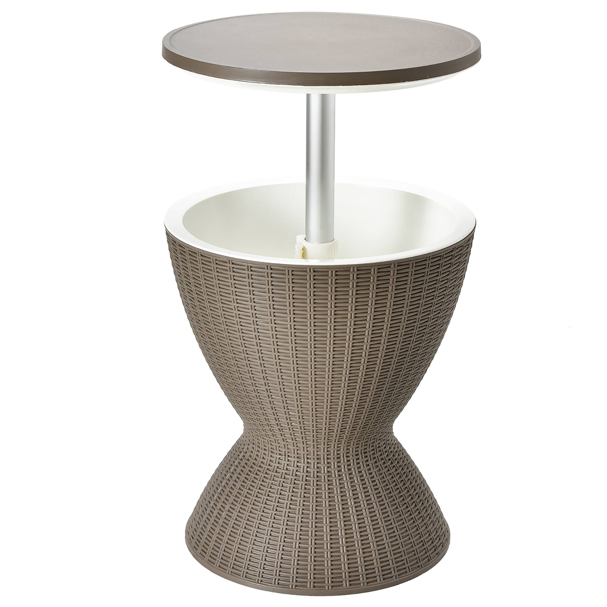 Alt View 9. Gymax - Gymax 8-Gal Patio Ice Cooler Bucket Cool Bar Side Table w/ Retractable Tabletop Brown - Brown.