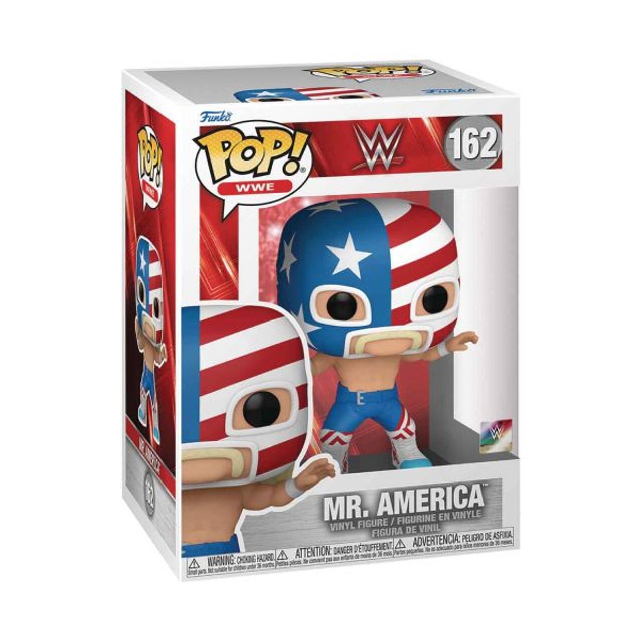 POP! WWE 162 E MR. AMERICA VINYLE FIGURINE EN FIGURE / VINYL DE VINIL FIGURA DE ASFIXA ADVERTENCIA: PELIGRO DESTOUFFEMENT A ATTENTION DANGER - A