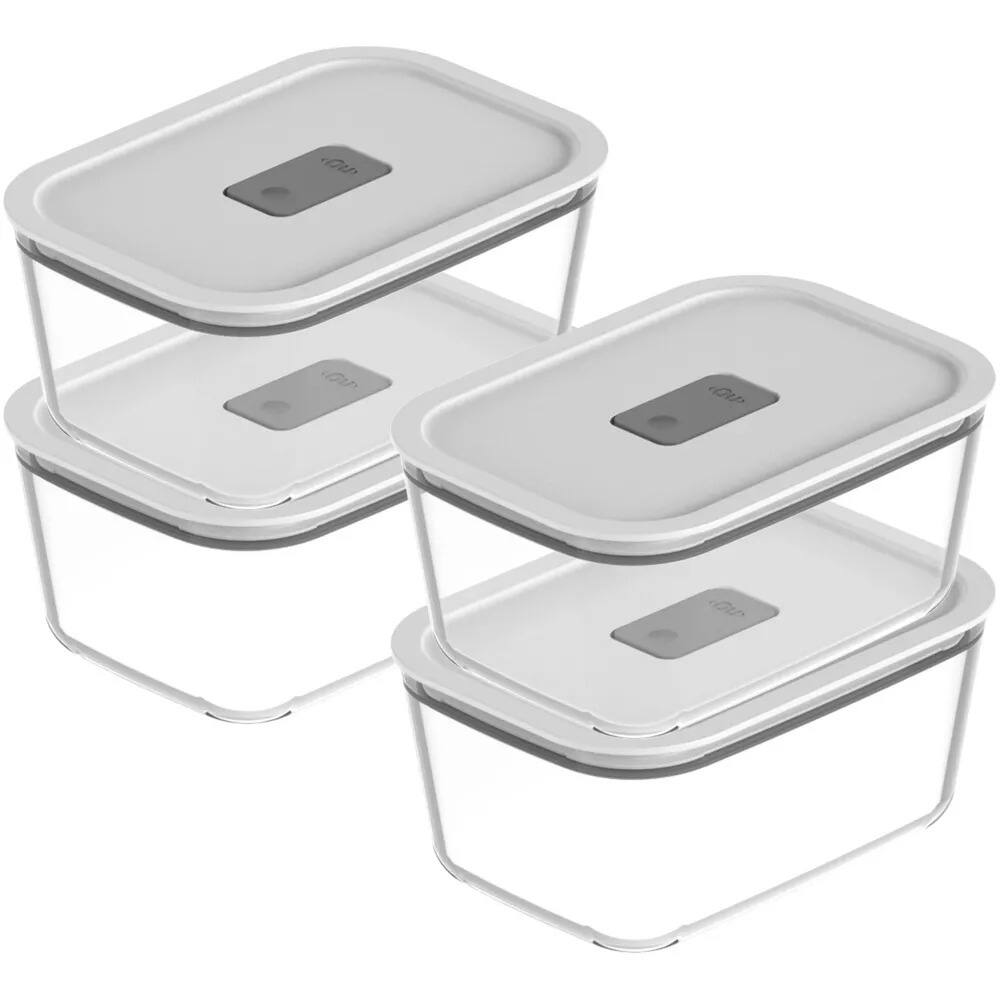 Alt View 8. OU - OU Glass Food Storage Container Set 8pc (set of 4) Leak Proof Lid with Microwave Valve, Stackable.
